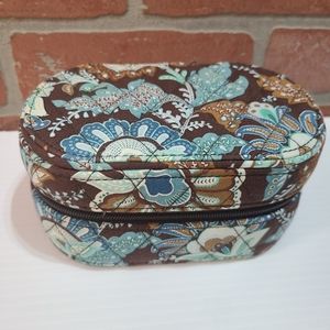 2006 Vera Bradley Java Blue Turquoise Brown Jewelry Box Zip Travel Case